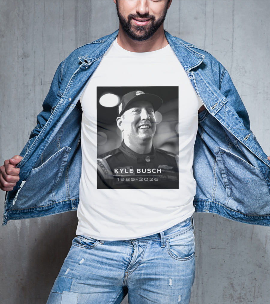 Kyle Busch 1985 2026 Racing Tribute Black And White T-Shirt