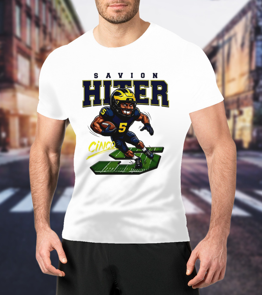 Savion Hiter Michigan Football Cinco 5 Mascot Caricature T-Shirt