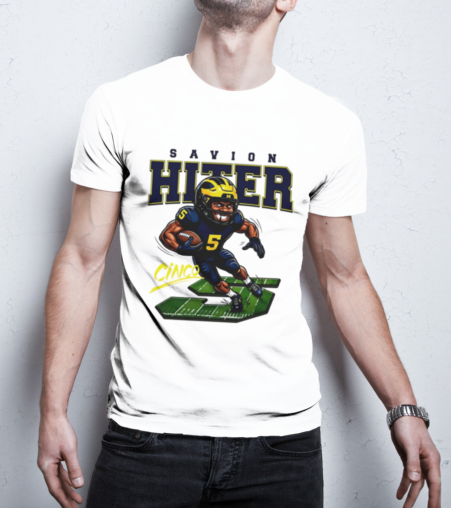 Savion Hiter Michigan Football Cinco 5 Mascot Caricature T-Shirt