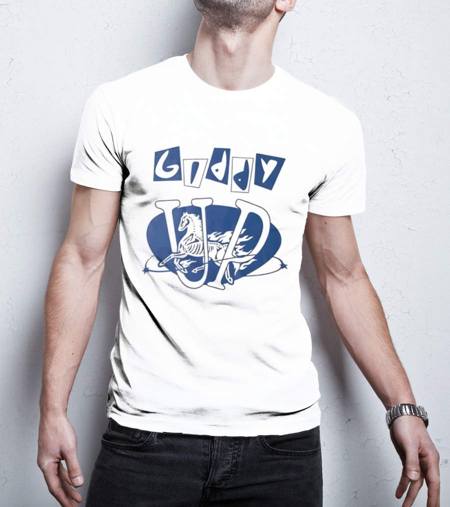Giddy Up Horse Skeleton Vivid Lettering T-Shirt