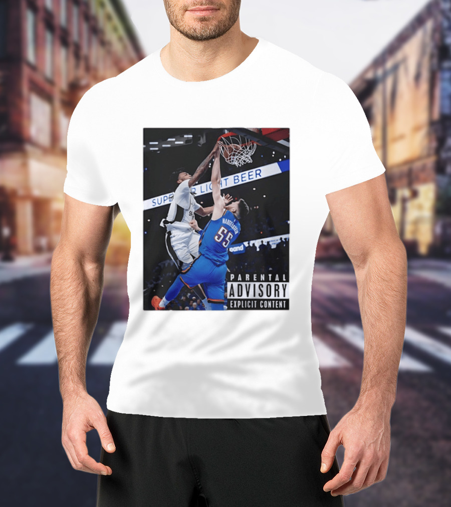 Parental Advisory Explicit Content Dunk Contest New York Knicks Mitchell Robinson Basketball Photo T-Shirt