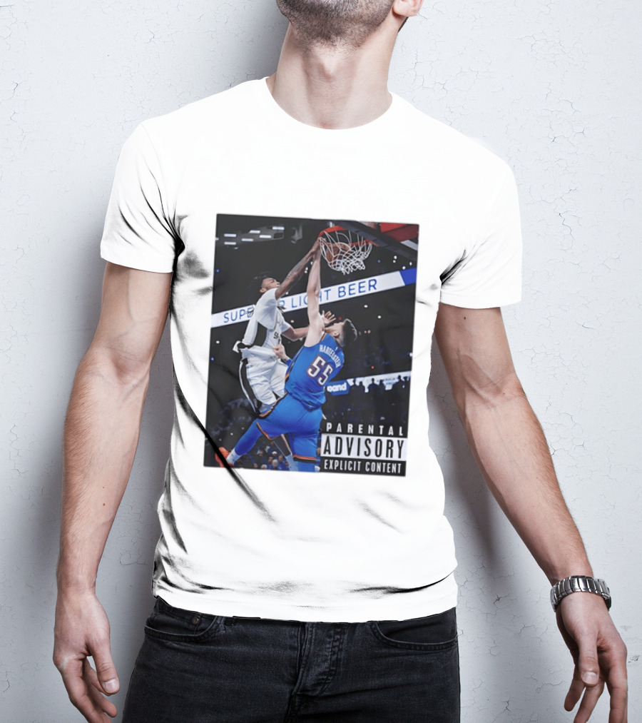 Parental Advisory Explicit Content Dunk Contest New York Knicks Mitchell Robinson Basketball Photo T-Shirt
