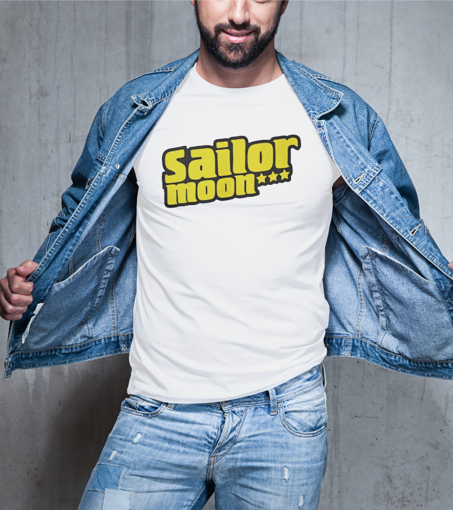 Sailor Moon Yellow Text With Stars T-Shirt