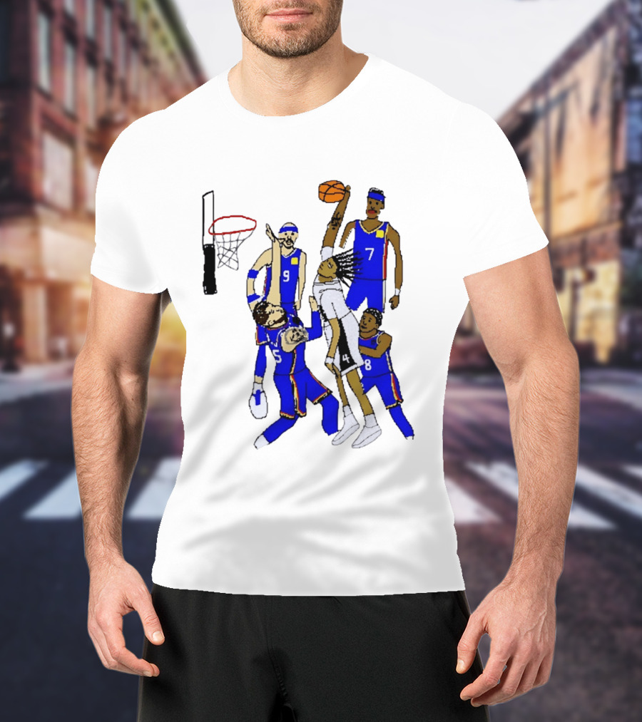 Stephon Castle Dunk Basketball Blue Team Number 4 Drawing T-Shirt