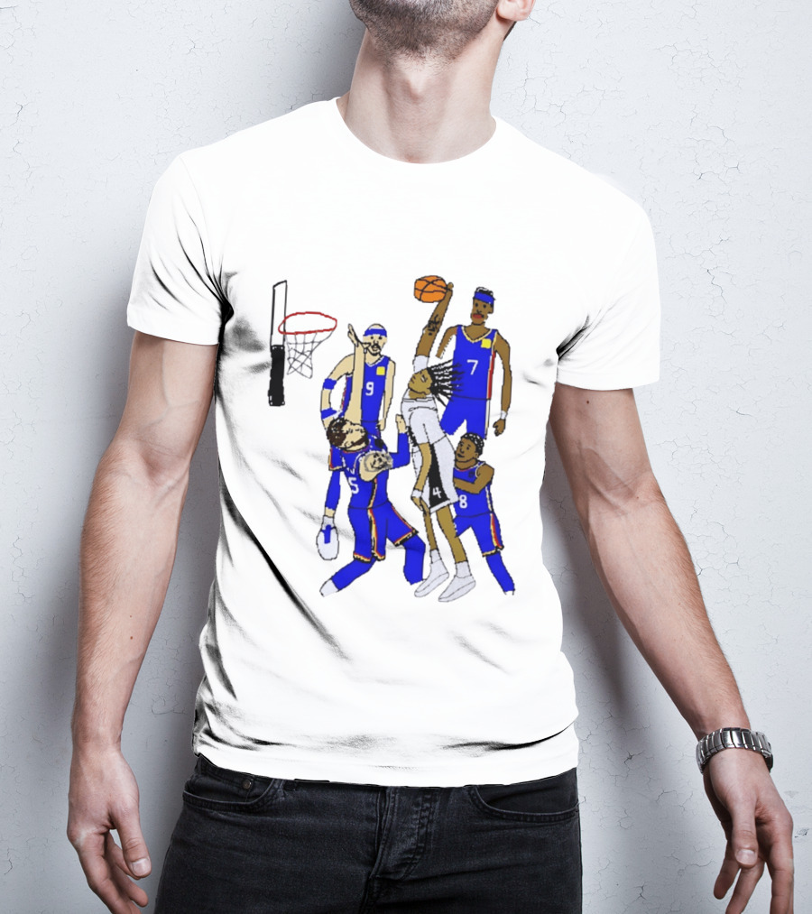 Stephon Castle Dunk Basketball Blue Team Number 4 Drawing T-Shirt