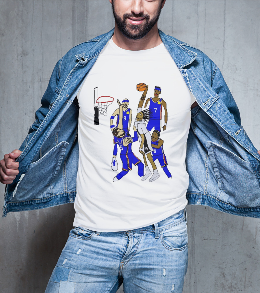 Stephon Castle Dunk Basketball Blue Team Number 4 Drawing T-Shirt