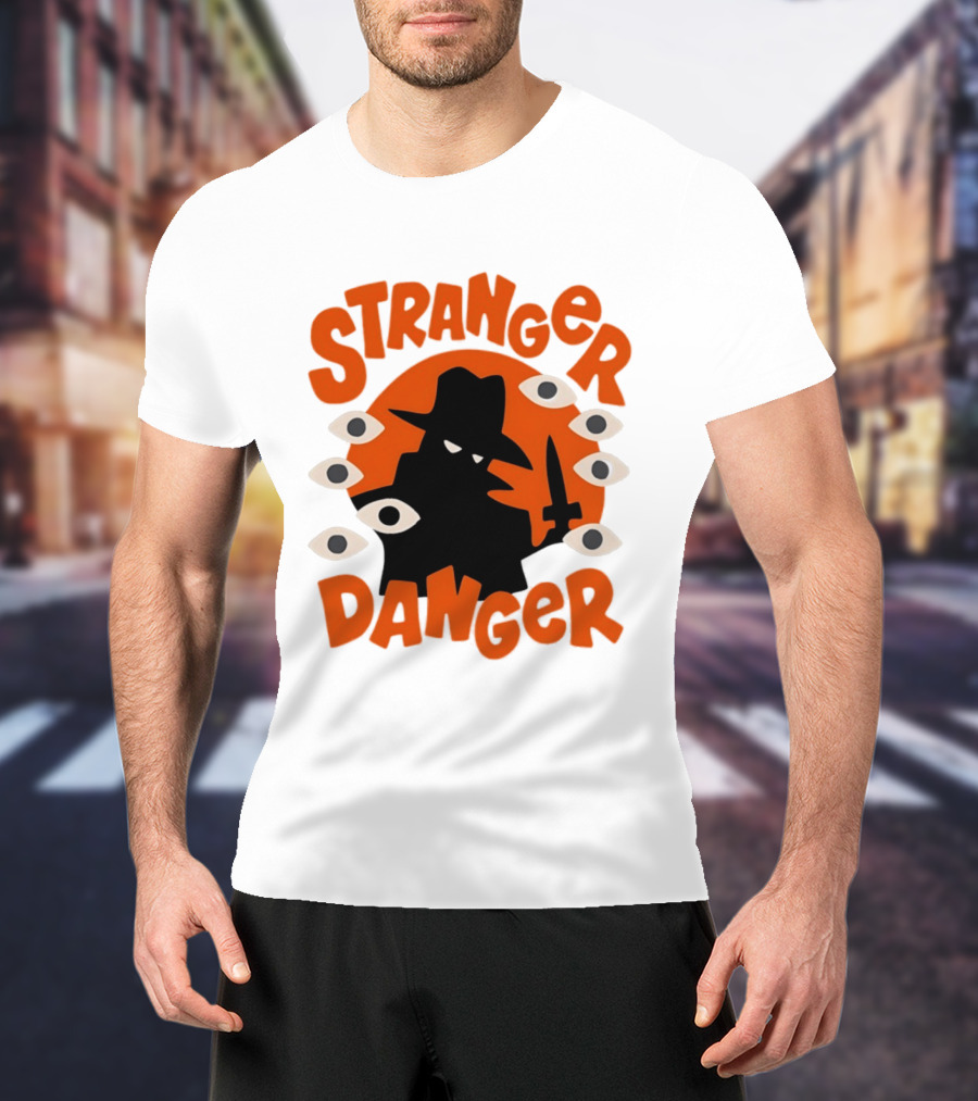 Stranger Danger Mysterious Figure Holding Knife Surrounded By Ing Eyes T-Shirt