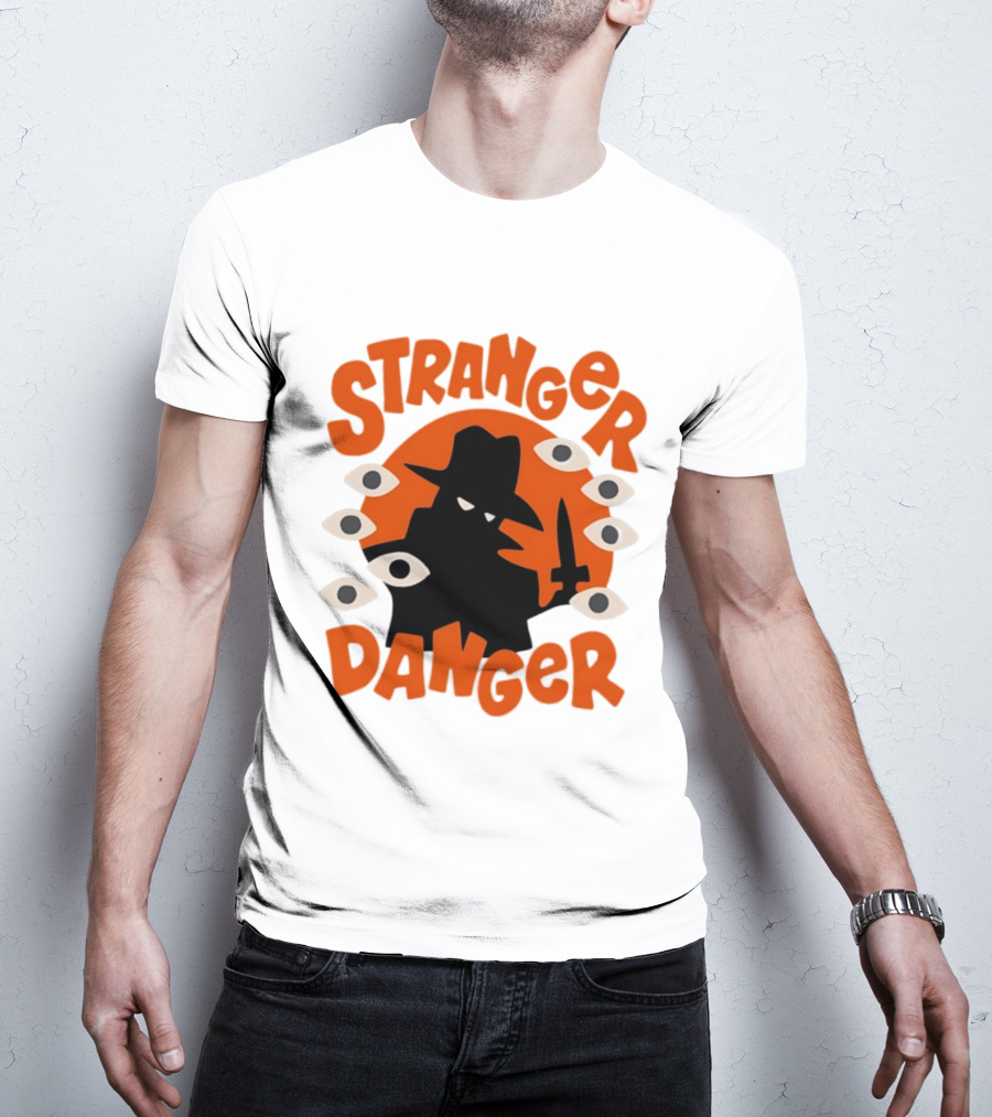 Stranger Danger Mysterious Figure Holding Knife Surrounded By Ing Eyes T-Shirt