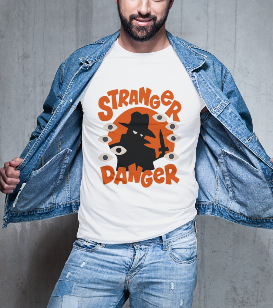 Stranger Danger Mysterious Figure Holding Knife Surrounded By Ing Eyes T-Shirt