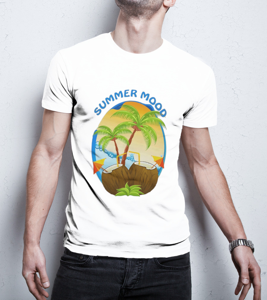 Summer Mood Tropical Palm And Coconut Drink Fiesta T-Shirt