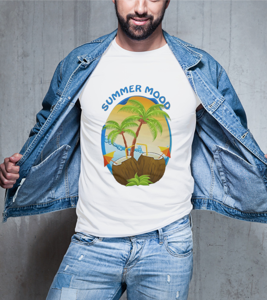 Summer Mood Tropical Palm And Coconut Drink Fiesta T-Shirt