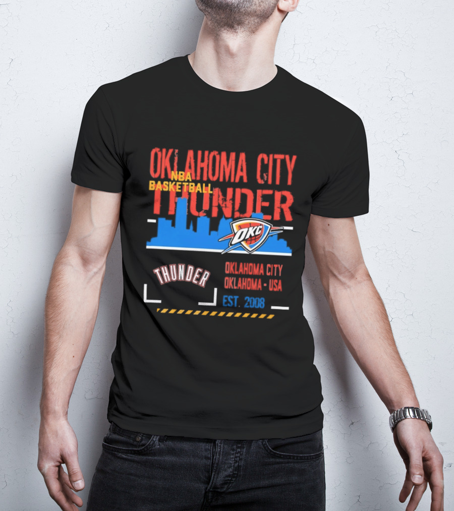 Oklahoma City Thunder NBA Basketball Skyline OKC Est 2008 T-Shirt