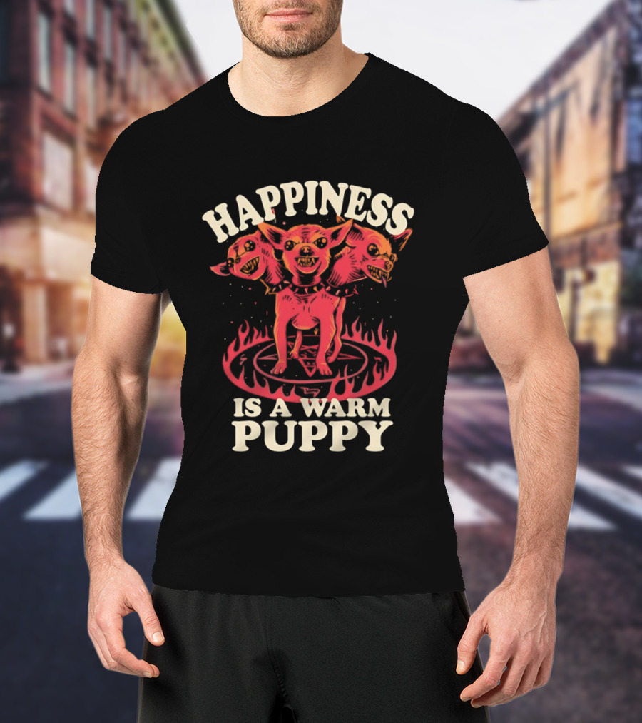 Happiness Is A Warm Three Headed Puppy Cerberus Greek Mythology T-Shirt