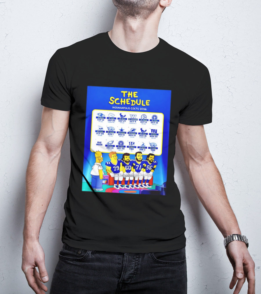 The Schedule Indianapolis Colts 2026 Simpsons Characters NFL Teams Matchups T-Shirt