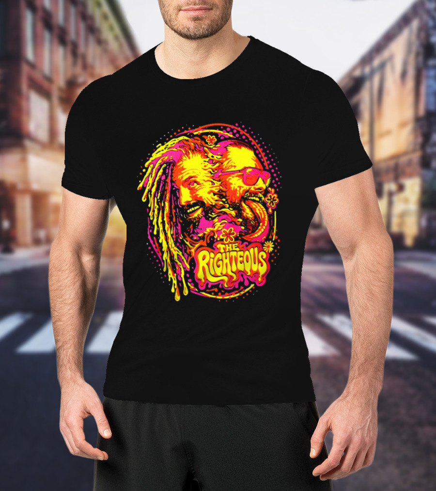 TNA Wrestling The Righteous Psychedelic Tie Dye Art With Sunglasses And Flowers T-Shirt