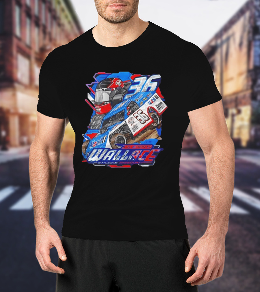 Kenny Wallace 36 Mobil 1 Racing St Louis Missouri Dirt Track T-Shirt