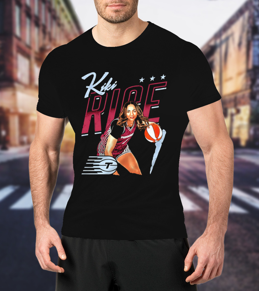 Kiki Rice Toronto Tempo Player Three Stars Basketball Pose T-Shirt