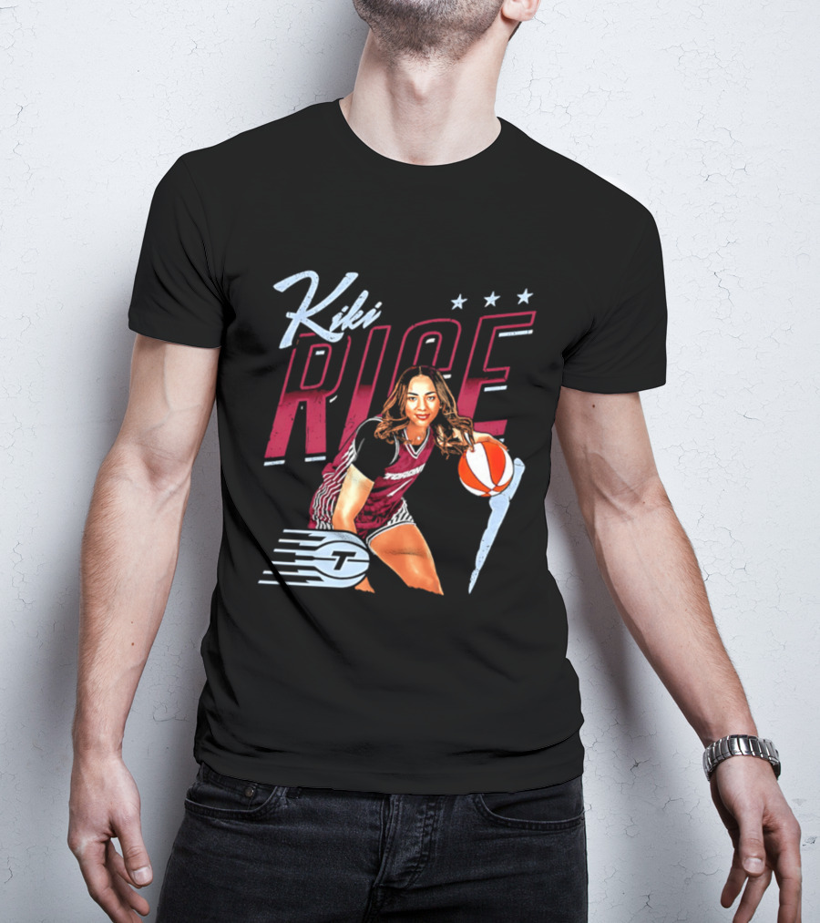 Kiki Rice Toronto Tempo Player Three Stars Basketball Pose T-Shirt