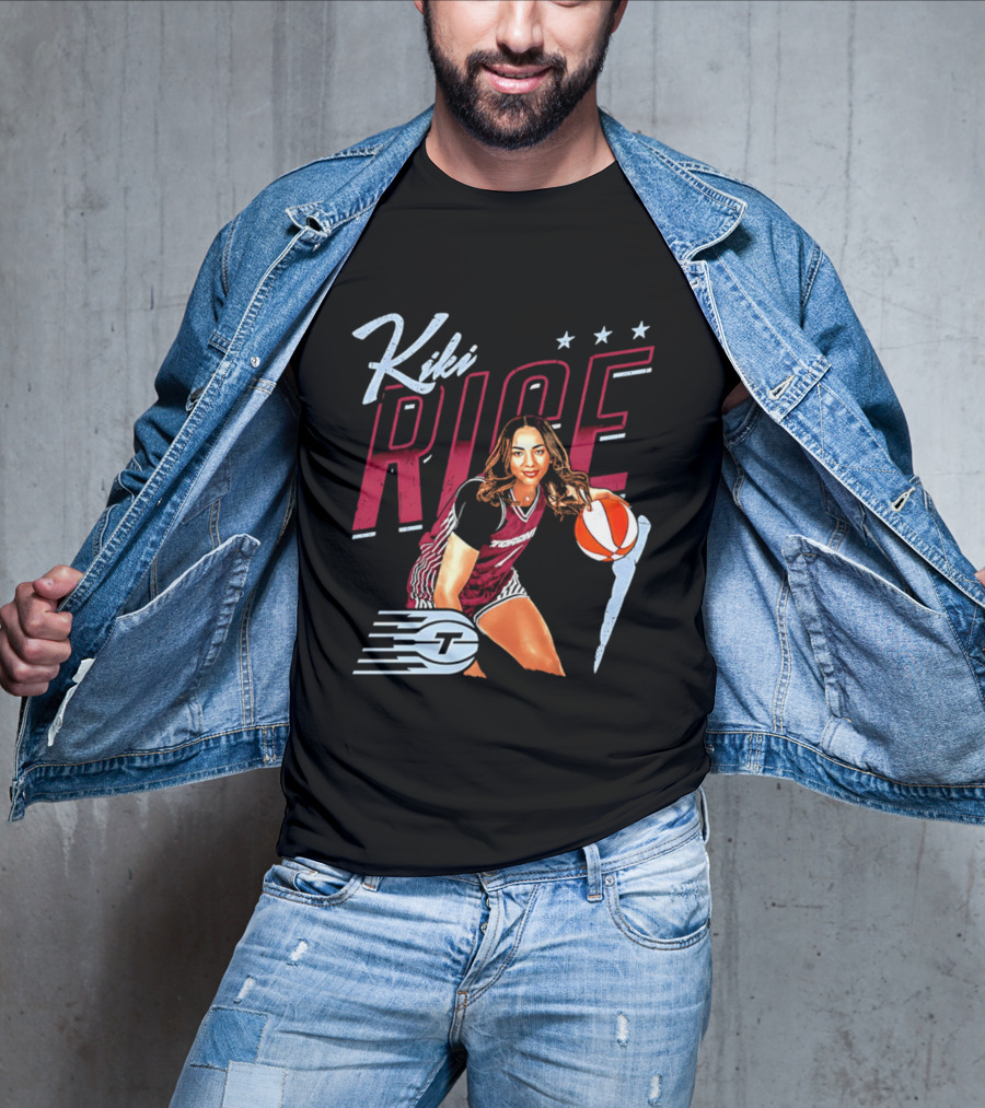 Kiki Rice Toronto Tempo Player Three Stars Basketball Pose T-Shirt