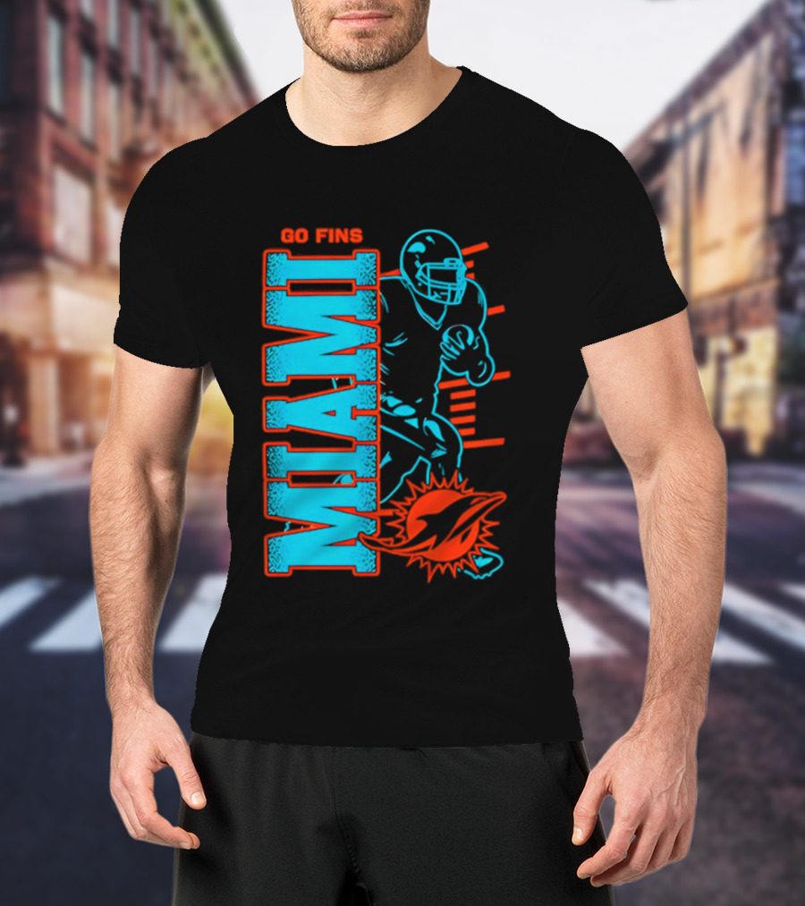 Miami Dolphins Go Fins Football Player T-Shirt