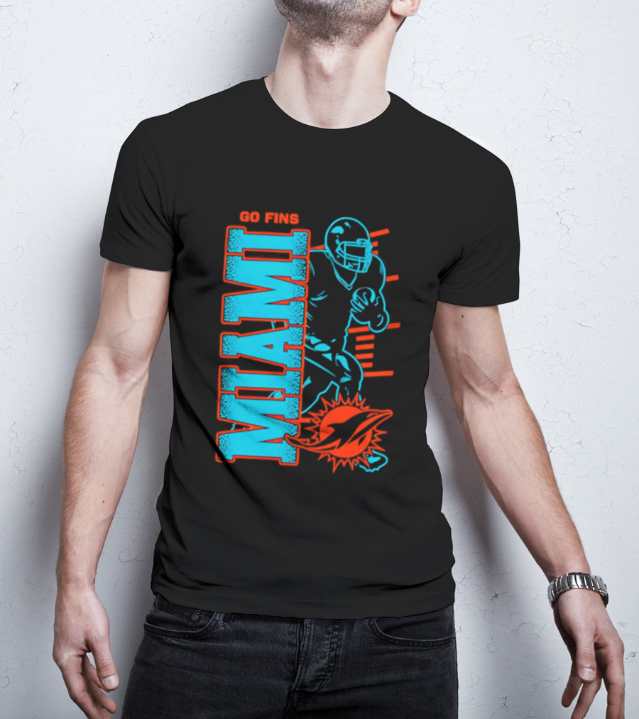 Miami Dolphins Go Fins Football Player T-Shirt