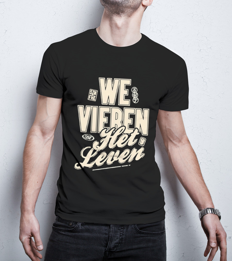 We Vieren Het Leven Tekst Stijl Met Bubbels En Sterren T-Shirt