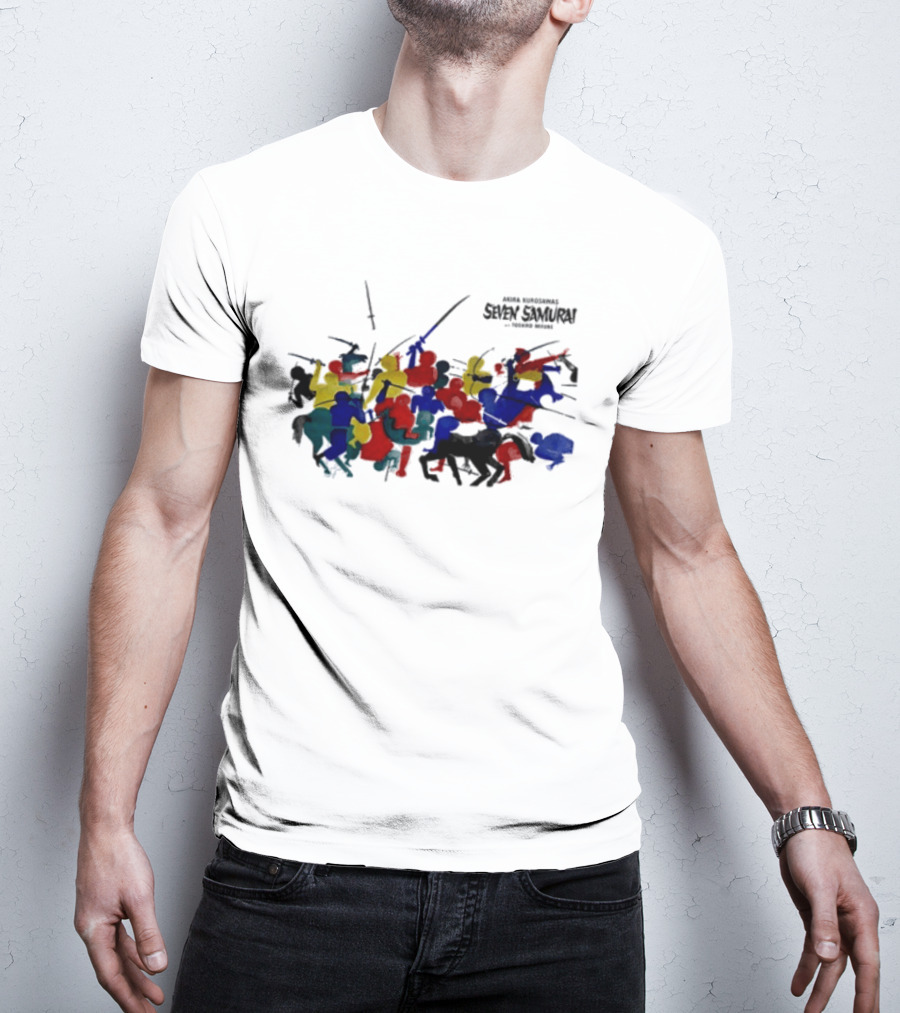 Andafterthat Akira Kurosawa Seven Samurai Painted Battle Scene T-Shirt