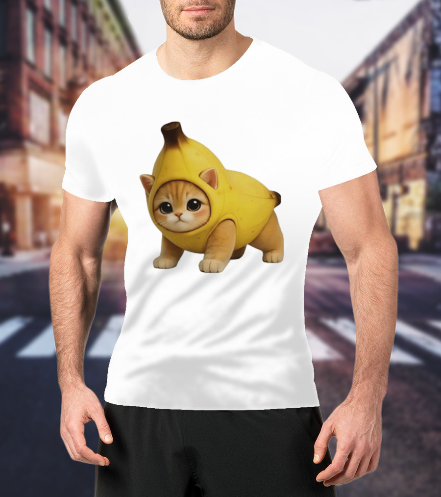 Banana Kitty Cute Cat In Fruit Costume T-Shirt