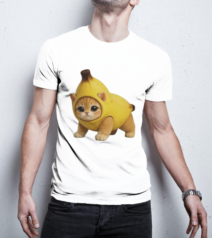 Banana Kitty Cute Cat In Fruit Costume T-Shirt