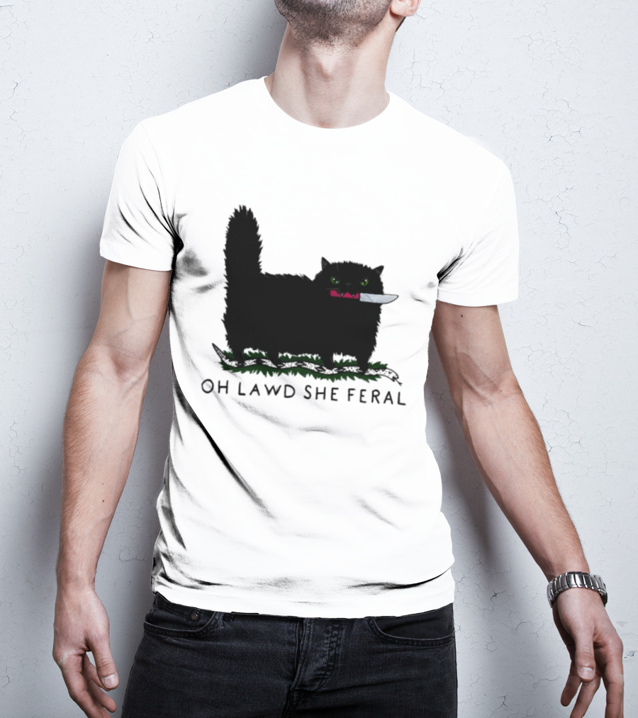 Oh Lawd She Feral Cat Knife Snake T-Shirt