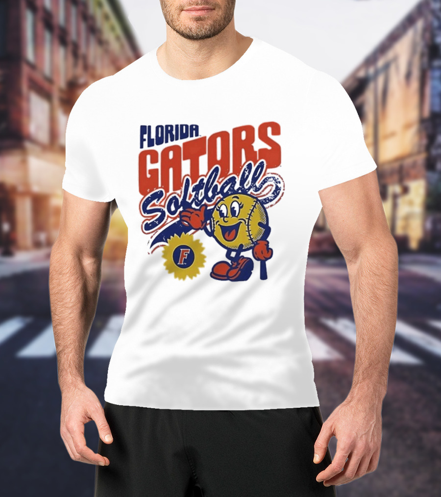 Florida Gators Softball Sunflower Vintage Cartoon Baseball T-Shirt