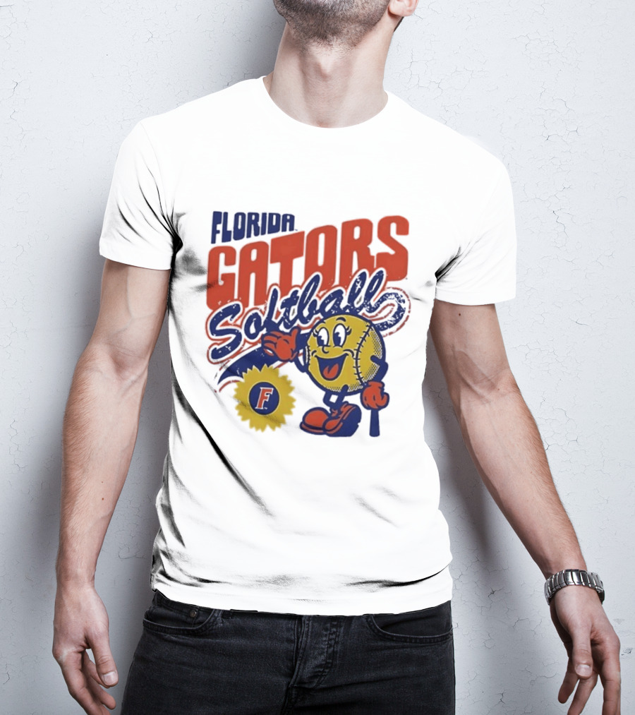 Florida Gators Softball Sunflower Vintage Cartoon Baseball T-Shirt