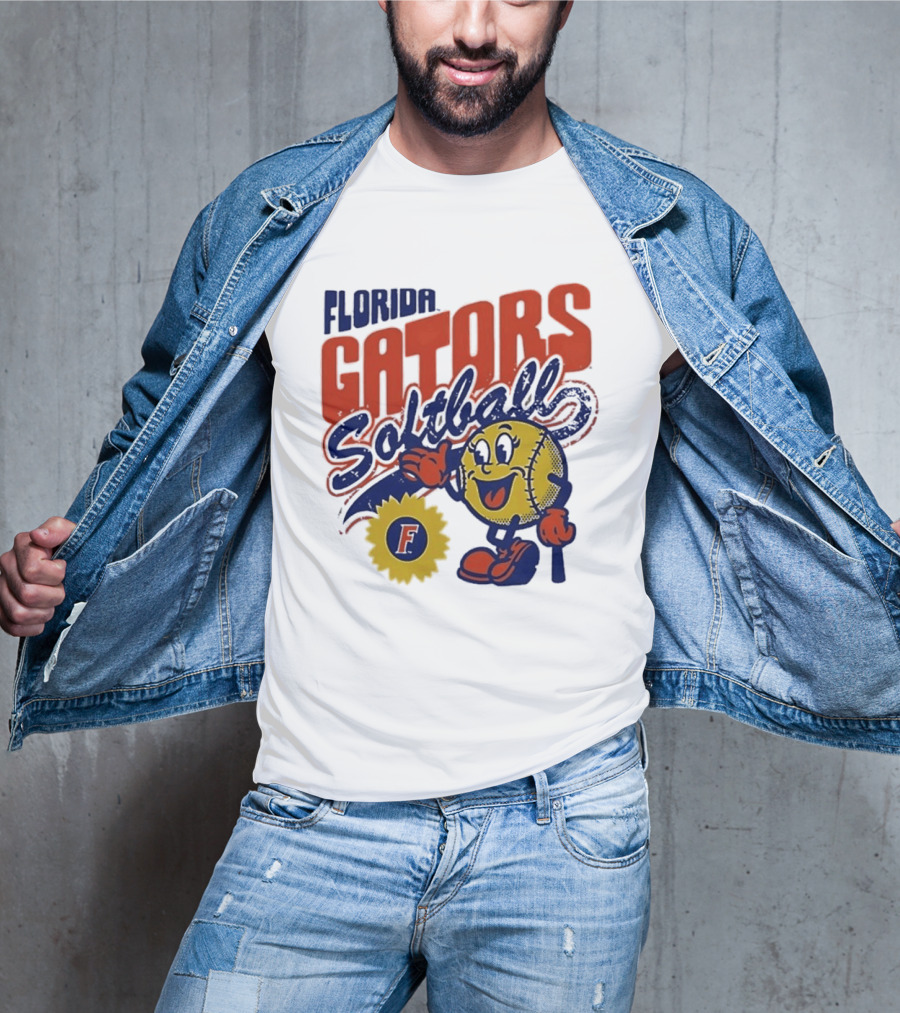 Florida Gators Softball Sunflower Vintage Cartoon Baseball T-Shirt