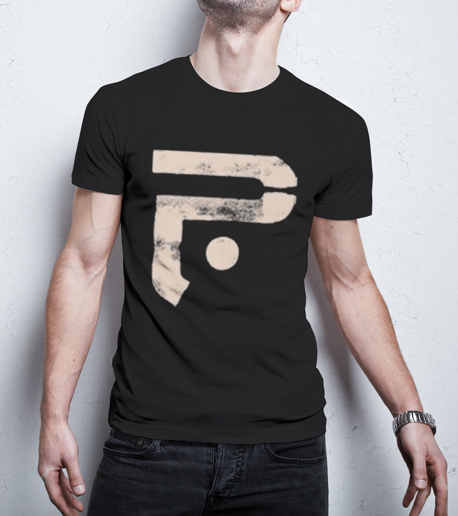 A Pale White Dot Abstract Symbol With Textured Circular Motif T-Shirt