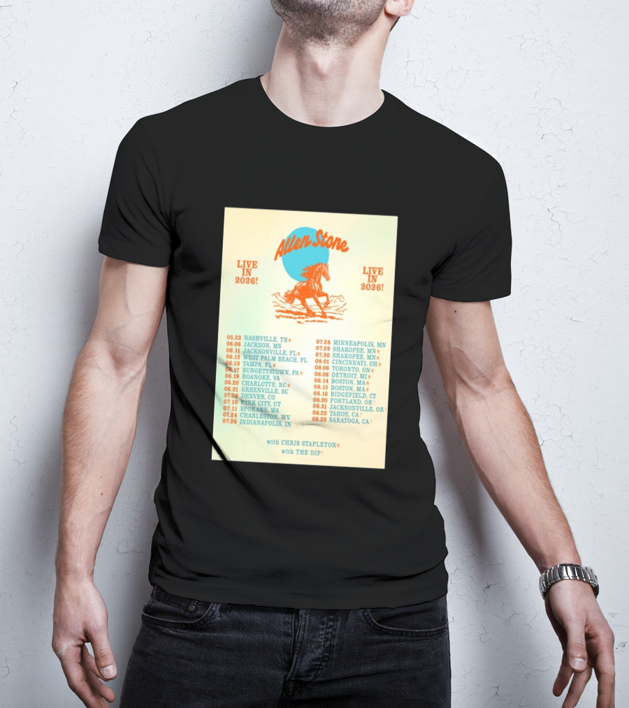 Allen Stone Live In 2026 Tour Dates With Chris Stapleton And The Dip T-Shirt