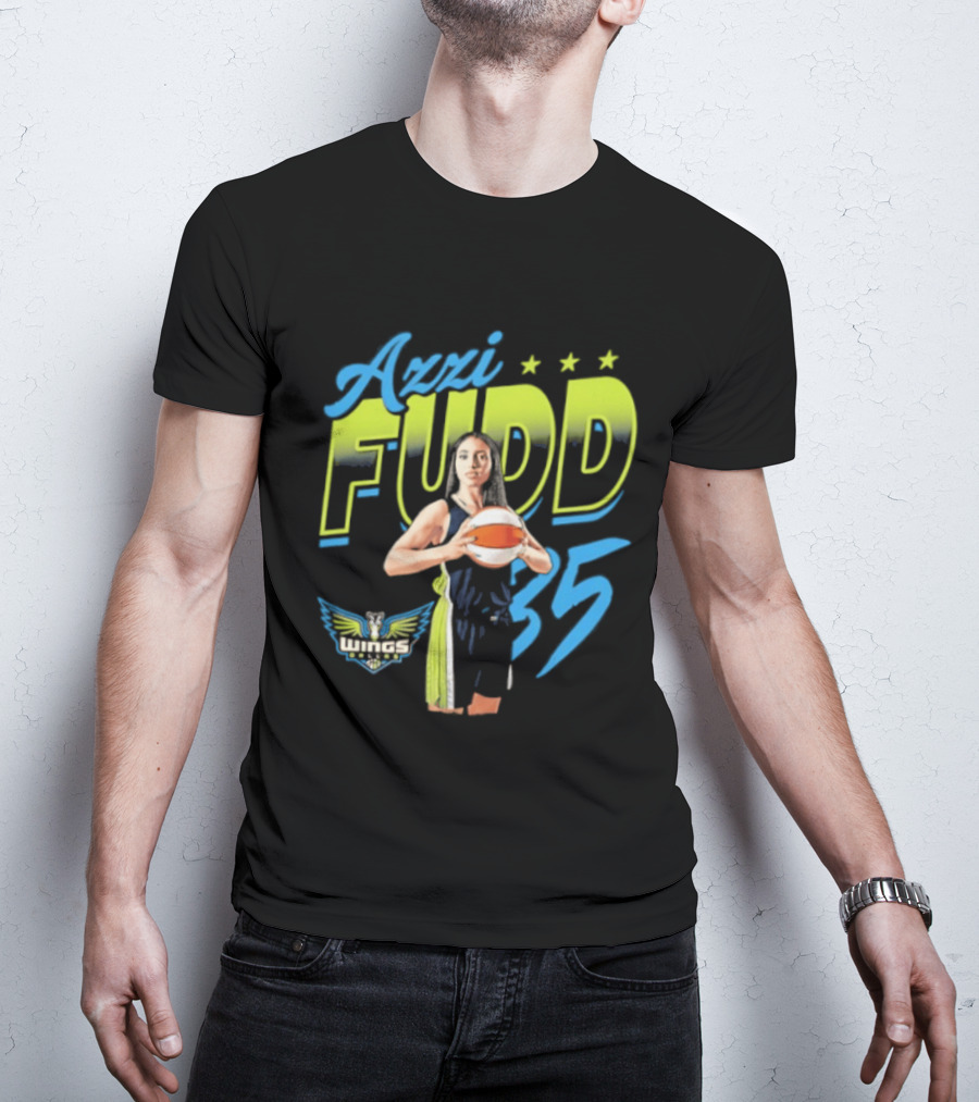 Azzi Fudd 35 Dallas Wings WNBA Player Pose With Stars And Wings T-Shirt