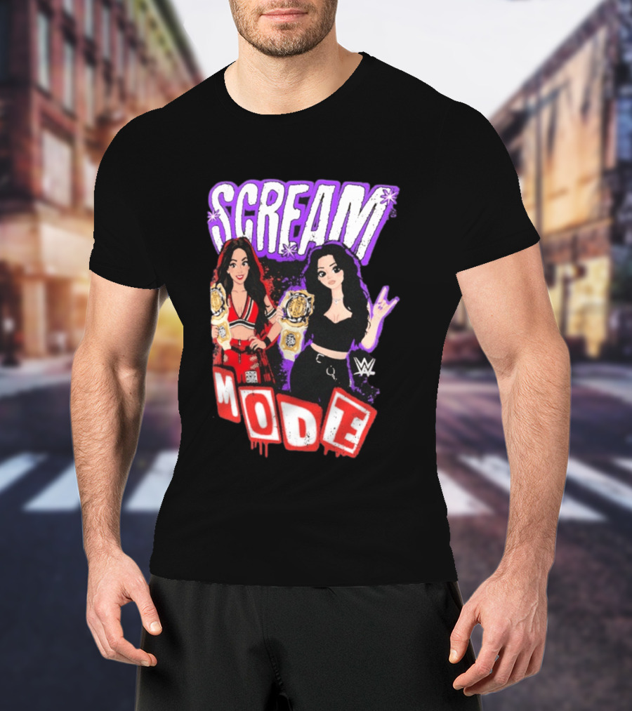 Scream Mode Paige Vs Brie Bella Cartoon WWE Champions T-Shirt