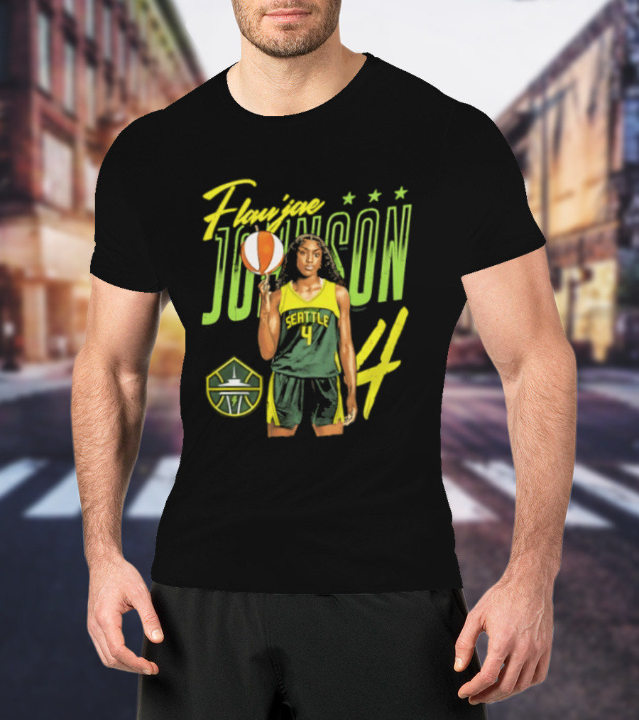 Flau'jae Johnson 4 Seattle Storm Basketball Star Pose T-Shirt