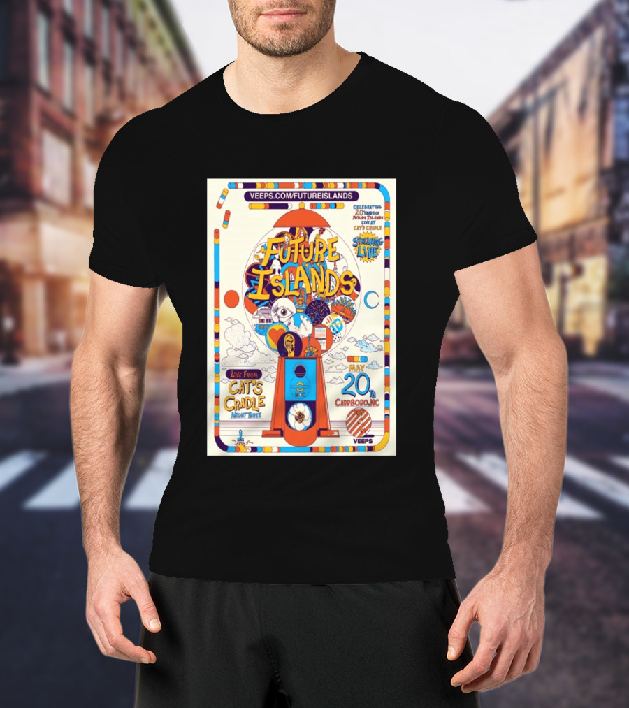 Future Islands Live At Cat's Cradle Carrboro NC May 20 Celebrating 20 Years Streaming Veeps T-Shirt
