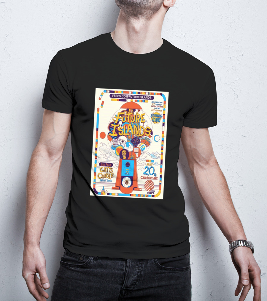 Future Islands Live At Cat's Cradle Carrboro NC May 20 Celebrating 20 Years Streaming Veeps T-Shirt