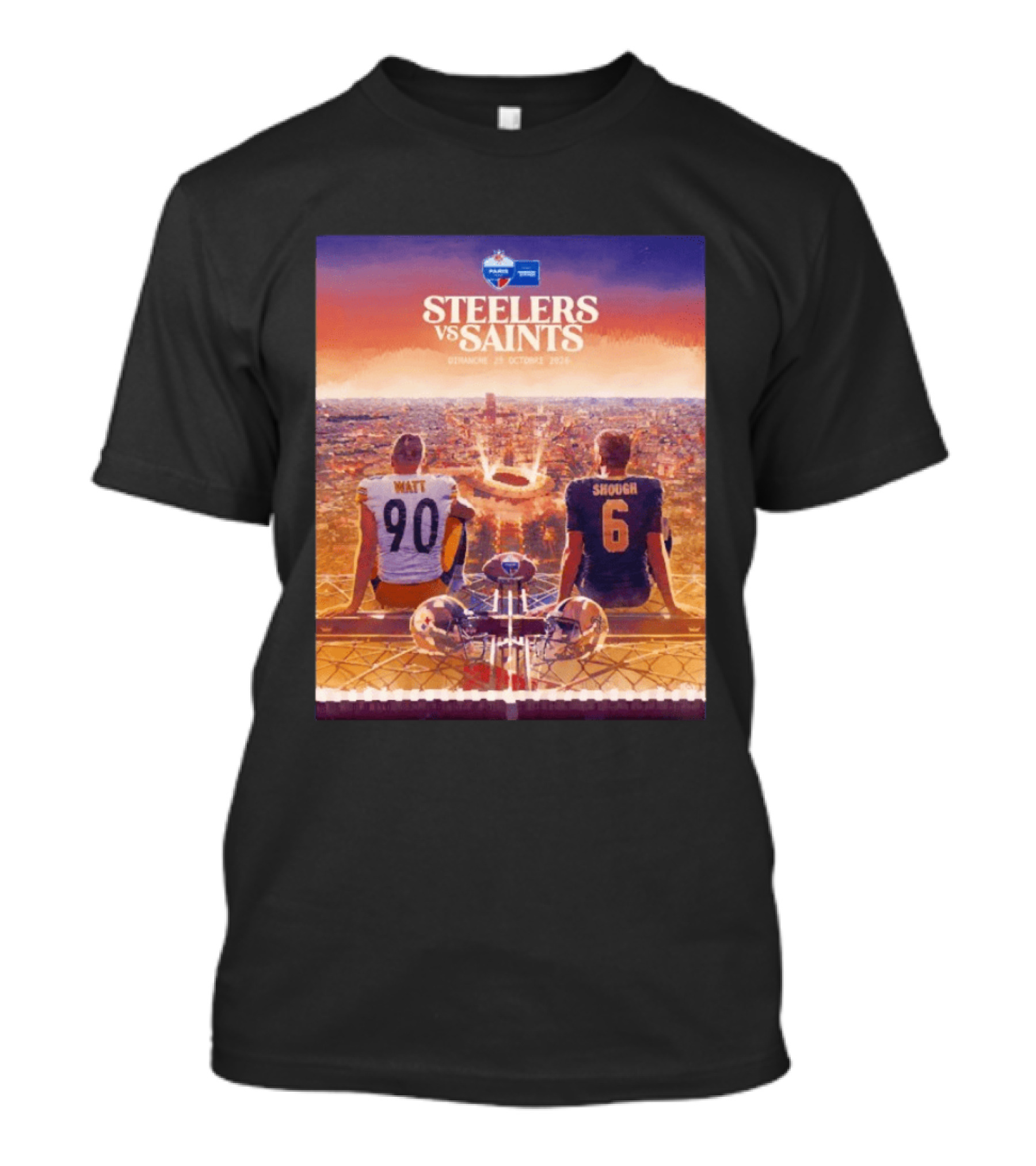 Steelers Vs Saints Paris Game Dimanche 25 Octobre 2026 Watt Shough T-Shirt