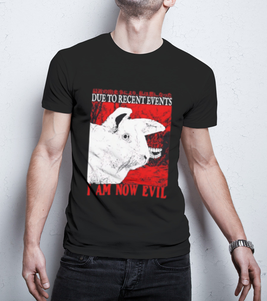 Rabbit Due To Recent Events I Am Now Evil Creepy Red T-Shirt
