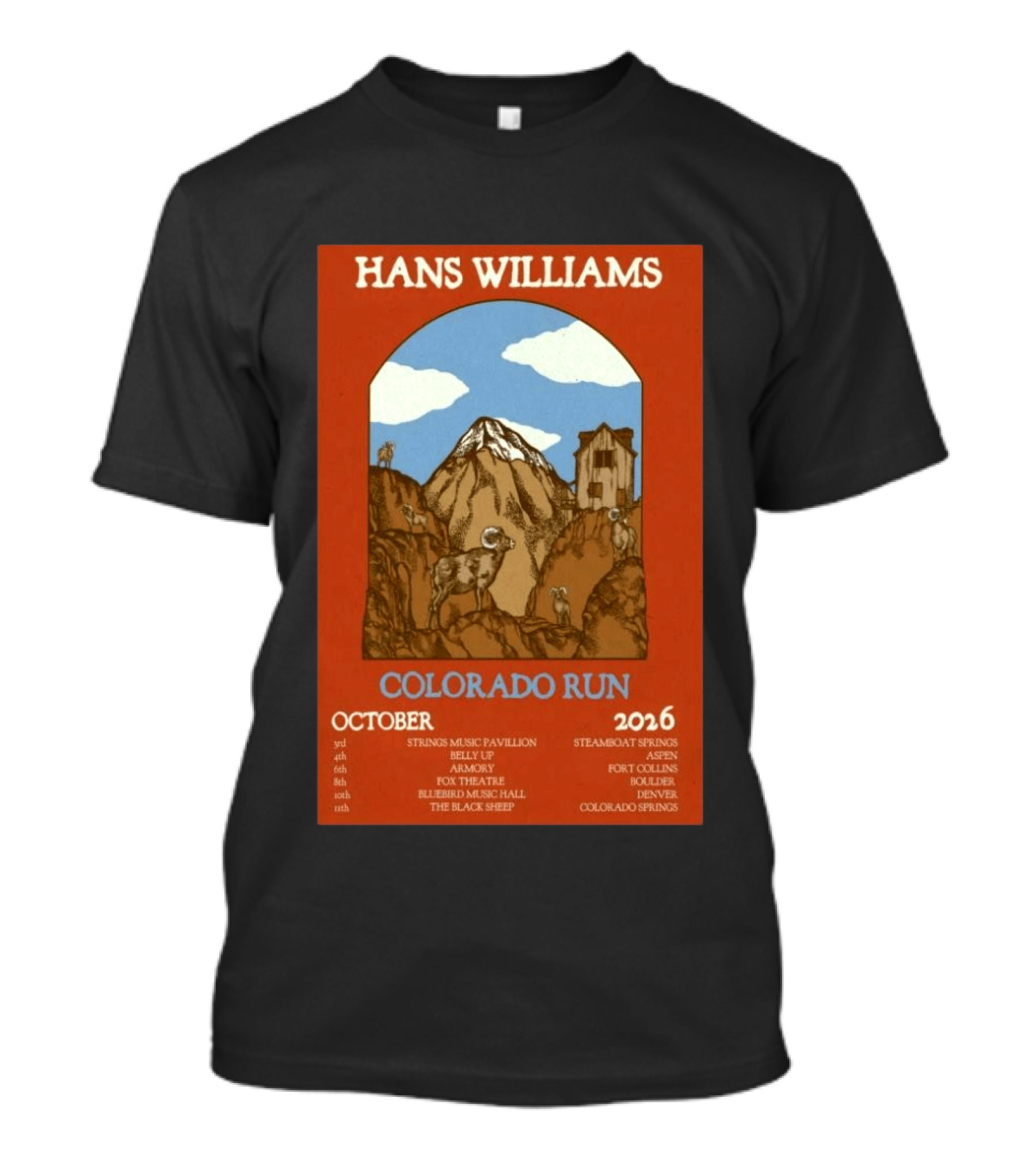 Hans Williams Colorado Run October 2026 Steamboat Springs Aspen Fort Collins Boulder Denver Colorado Springs T-Shirt