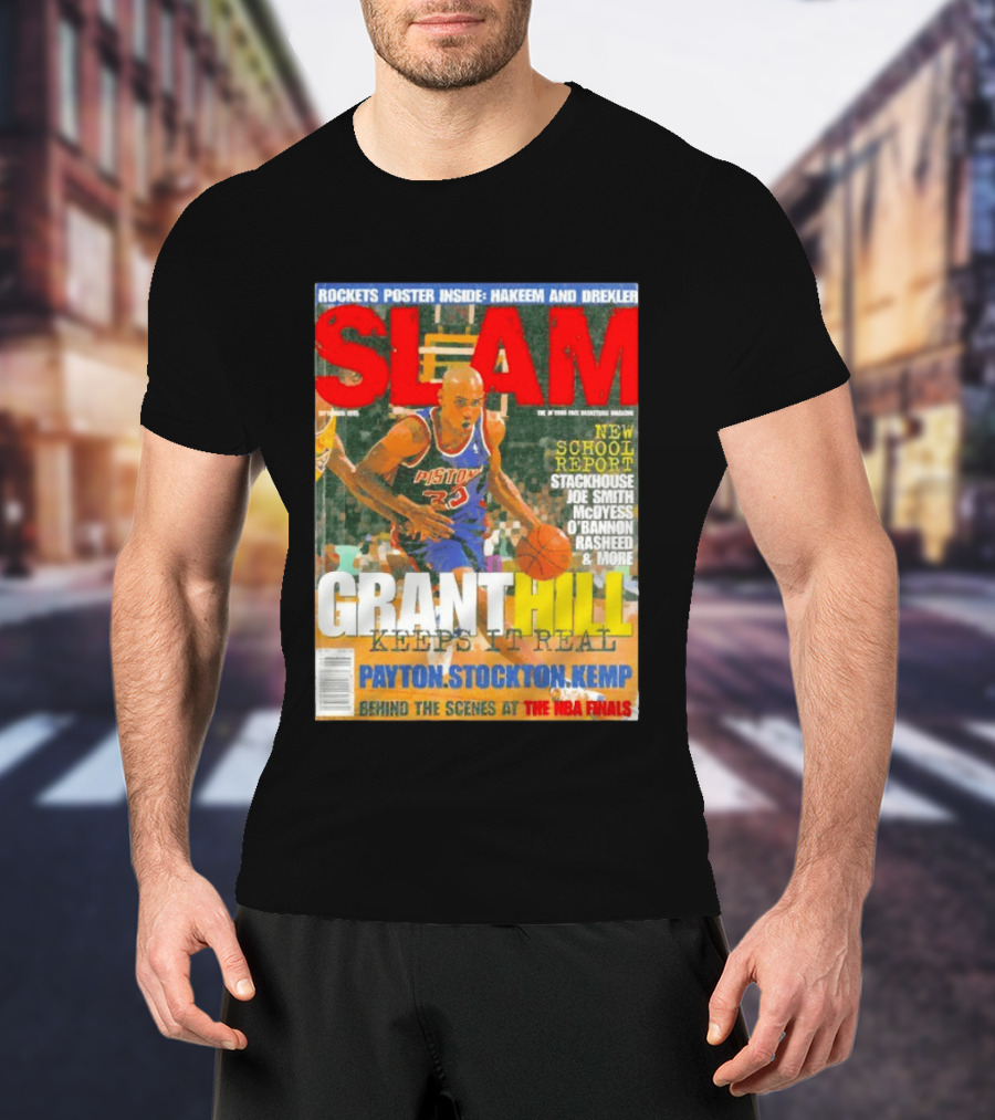 SLAM Granthill Keeps It Real Payton Stockton Kemp Pistons Basketball NBA Finals Hakeem Drexler T-Shirt
