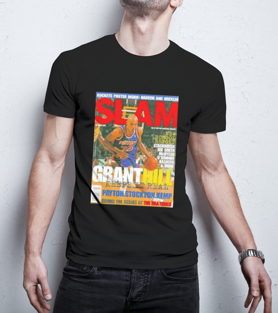 SLAM Granthill Keeps It Real Payton Stockton Kemp Pistons Basketball NBA Finals Hakeem Drexler T-Shirt