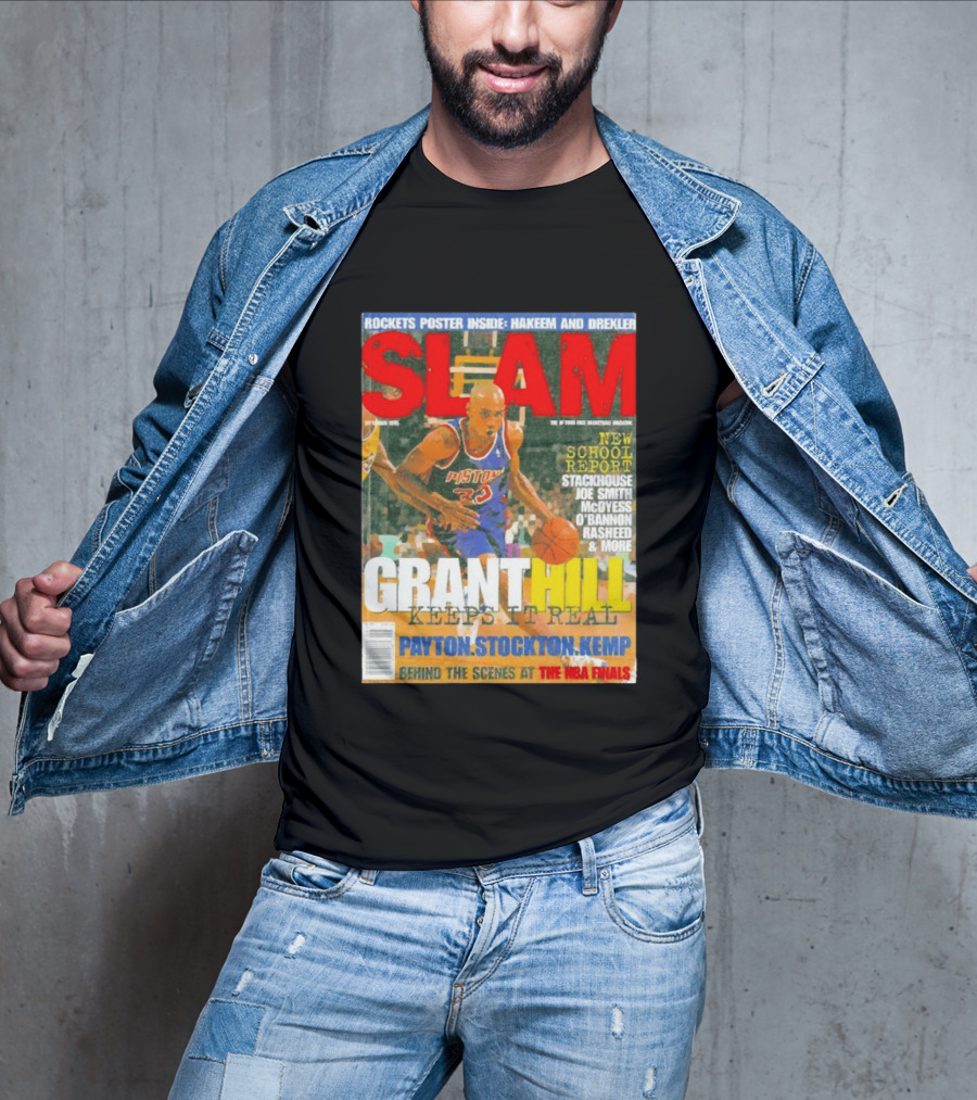 SLAM Granthill Keeps It Real Payton Stockton Kemp Pistons Basketball NBA Finals Hakeem Drexler T-Shirt