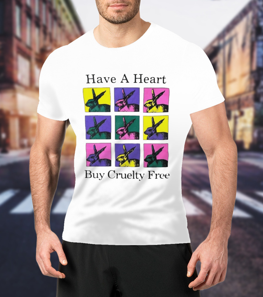 Have A Heart Buy Cruelty Free Rabbits Pop Art Style Iconic Colorful Blocks T-Shirt