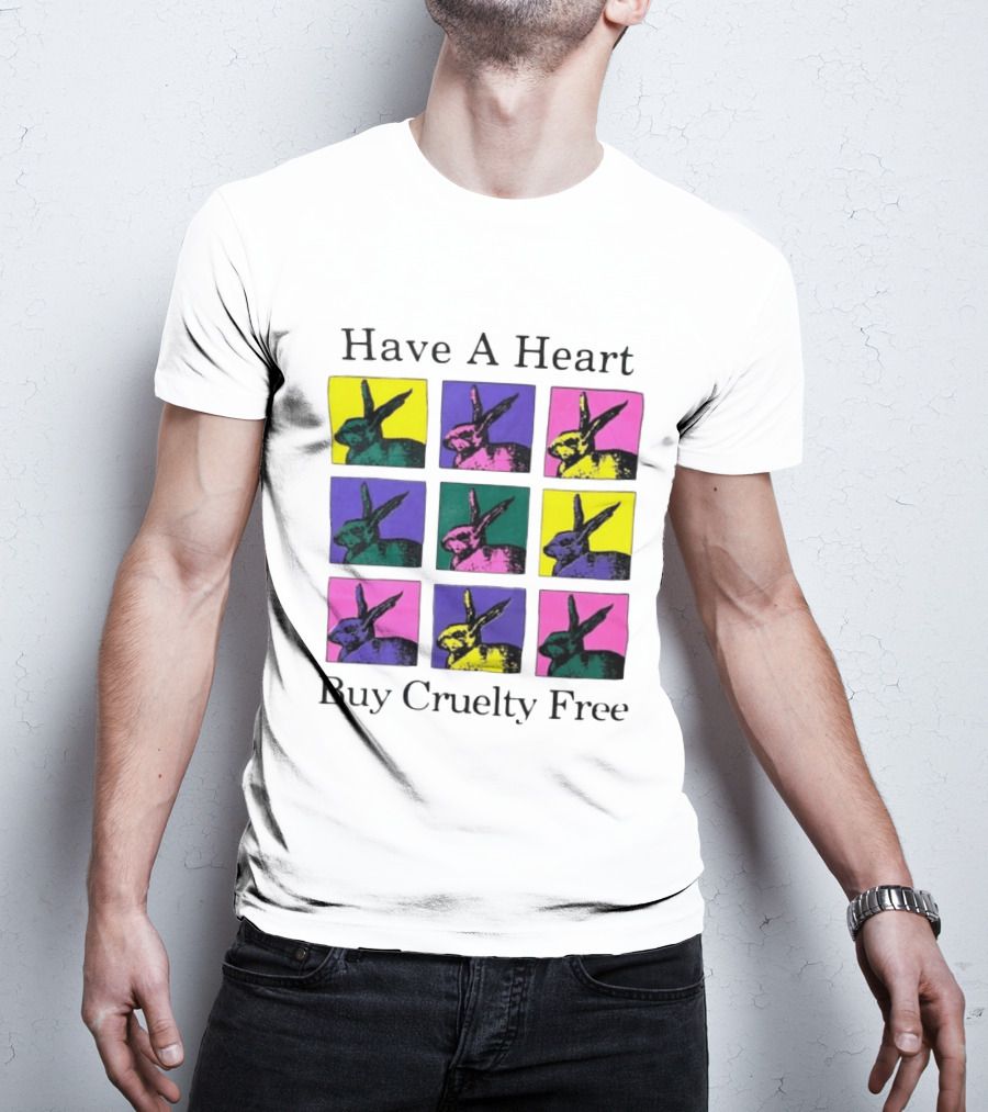 Have A Heart Buy Cruelty Free Rabbits Pop Art Style Iconic Colorful Blocks T-Shirt