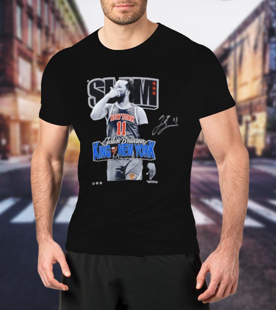 Slam Jalen Brunson King Of New York Knicks 11 Autographed Cover T-Shirt