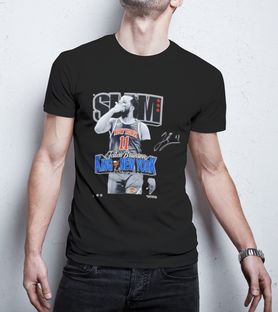 Slam Jalen Brunson King Of New York Knicks 11 Autographed Cover T-Shirt